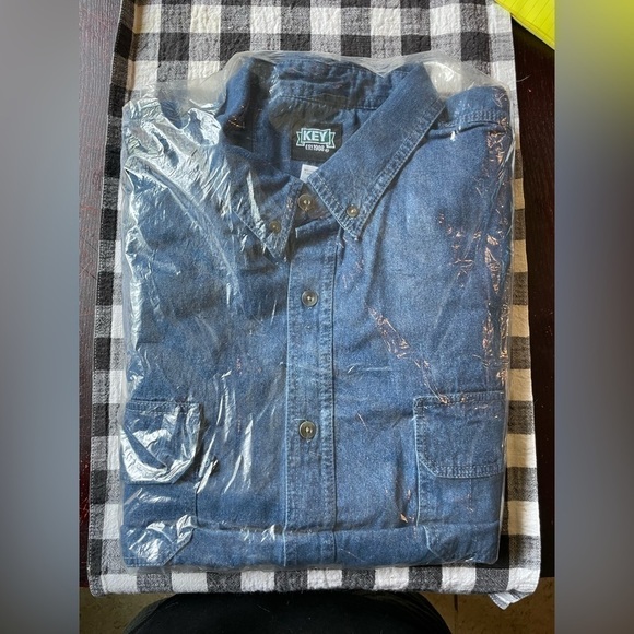 NWT Key Apparel Long Sleeve Men's Denim Work Shirt 2XLT - Picture 10 of 12